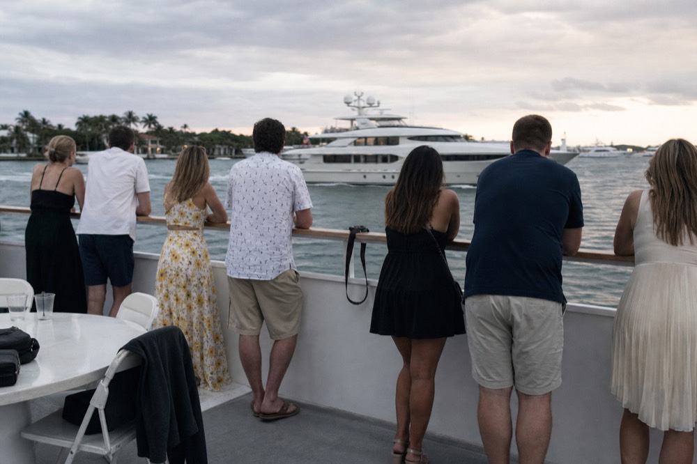Intracoastal Waterway dinner cruise with casual evening attire, no text, no logos, no people