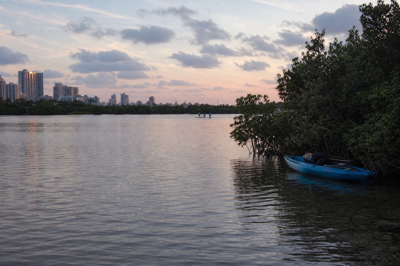 Evening view over the Intracoastal Waterway near Hollywood, Florida, no text, no logos, no people